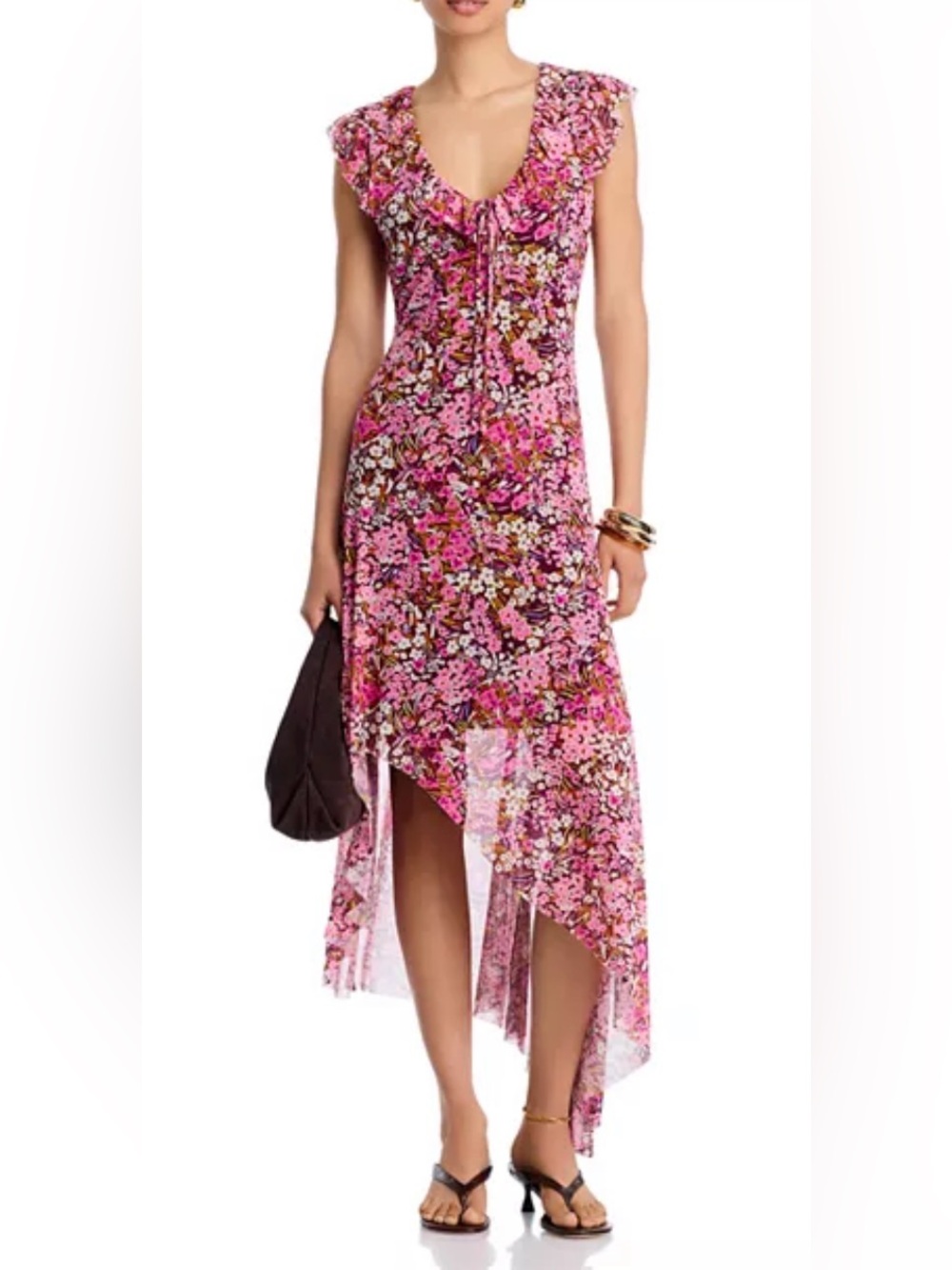 NWTSold out in stores small steve Madden Hattie  Pink Floral High-Low Midi Dress